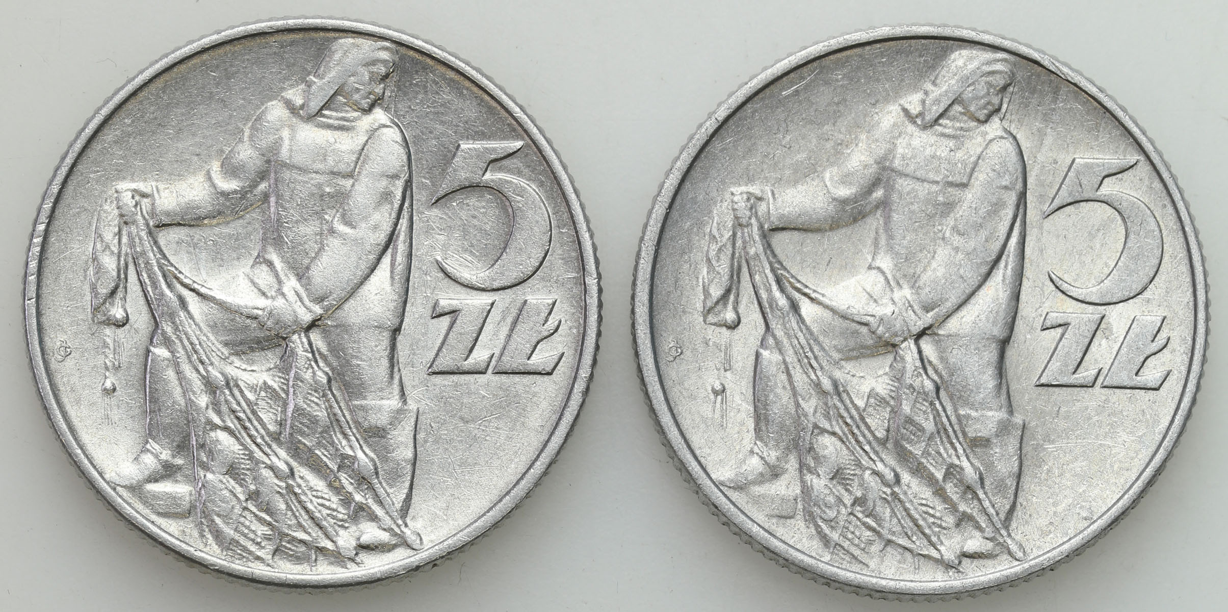 PRL. 5 złotych 1973 i 1974 rybak, zestaw 2 sztuk
